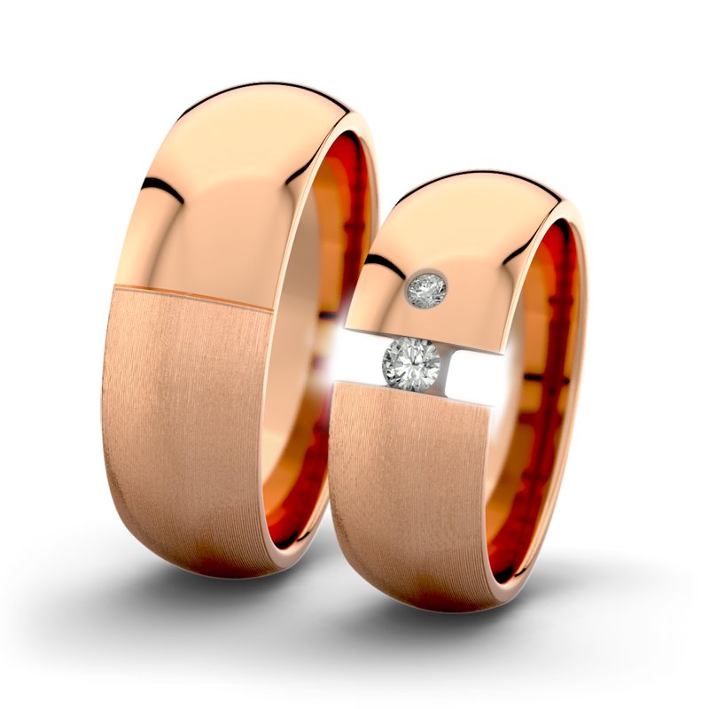 Diamantring Victoria F7 P5, Rotgold 585 längsmatt, von vorn