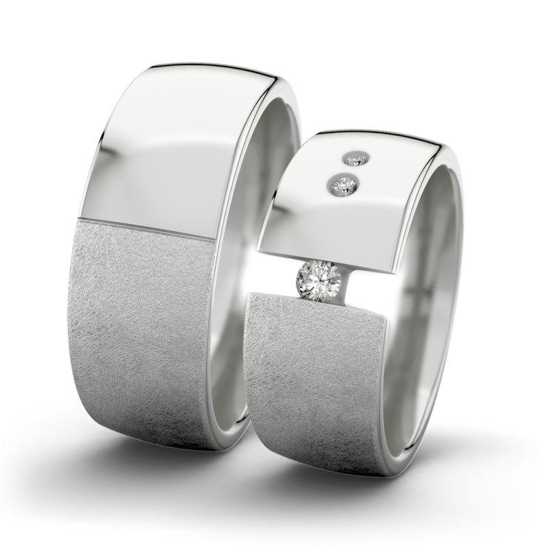 Diamantring Victoria F8 P3, Sterlingsilber 925 eismatt, von vorn