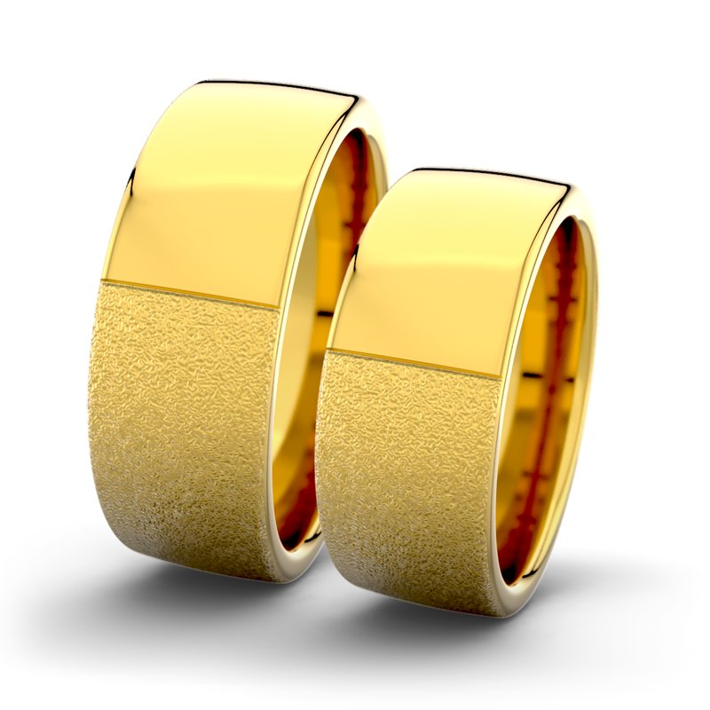 Kein Stein Gelbgold Sandmattgrobring Victoria F8 P4, Gelbgold 375 Sandmattgrob, von vorn