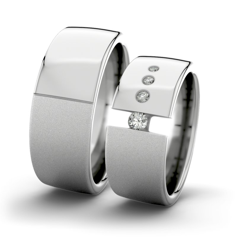 Diamantring Victoria F8 P4, Palladium 950 Sandmattfein, von vorn