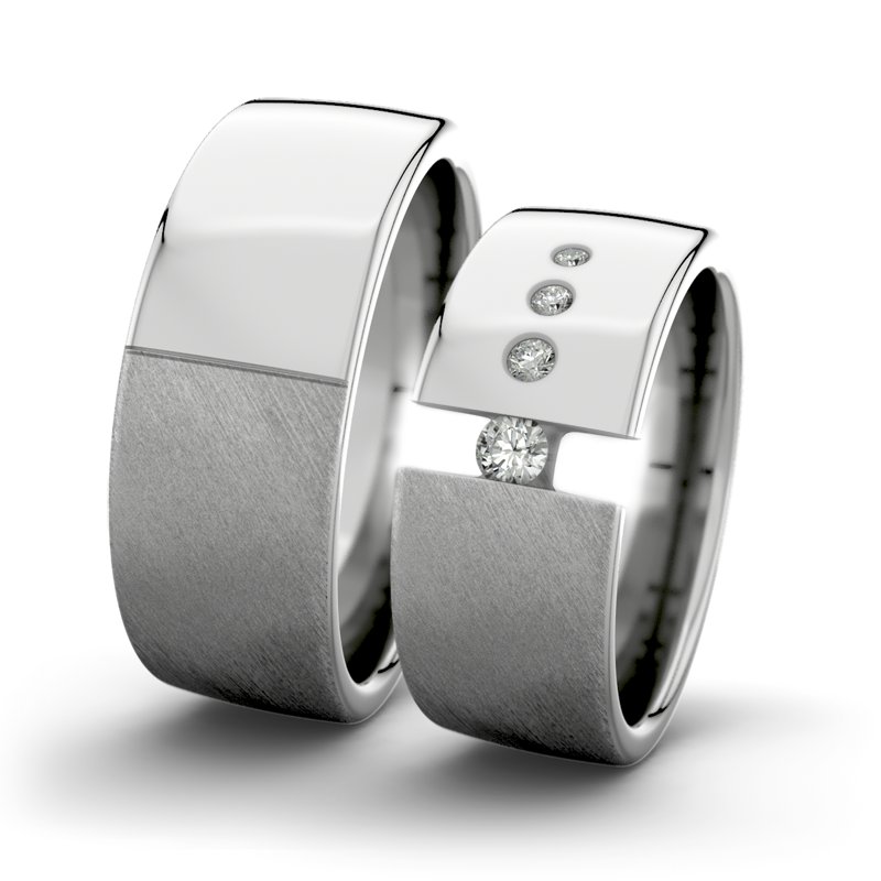 Diamantring Victoria F8 P4, Palladium 950 Schrägmatt, von vorn
