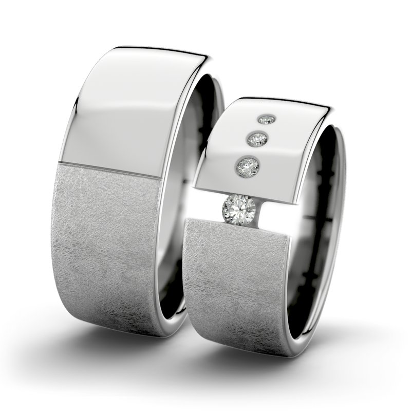 Diamantring Victoria F8 P4, Platinum 600 eismatt, von vorn