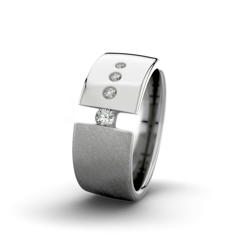 Diamantring Victoria F8 P4, Platinum 600 Schrägmatt, von vorn