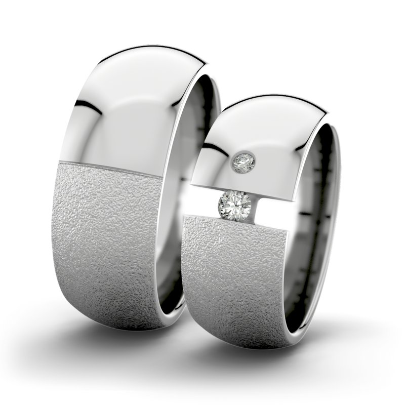Diamantring Victoria F8 P5, Platinum 600 Sandmattgrob, von vorn