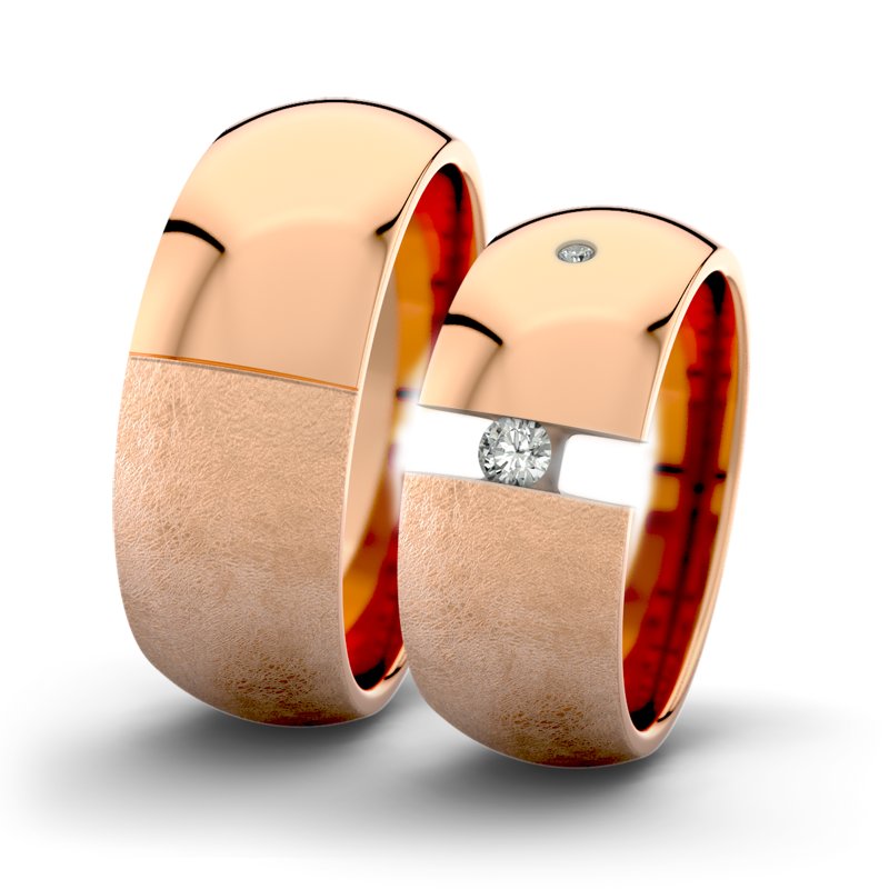 Diamantring Victoria F8 P5, Rotgold 585 eismatt, von vorn