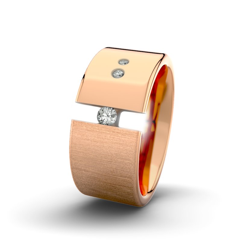 Diamantring Victoria F9 P1, Rotgold 750 quermatt, von vorn