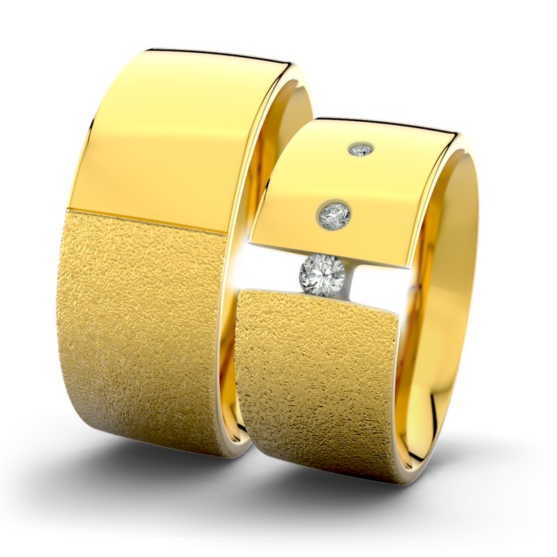 Diamantring Victoria F9 P2, Gelbgold 375 Sandmattgrob, von vorn