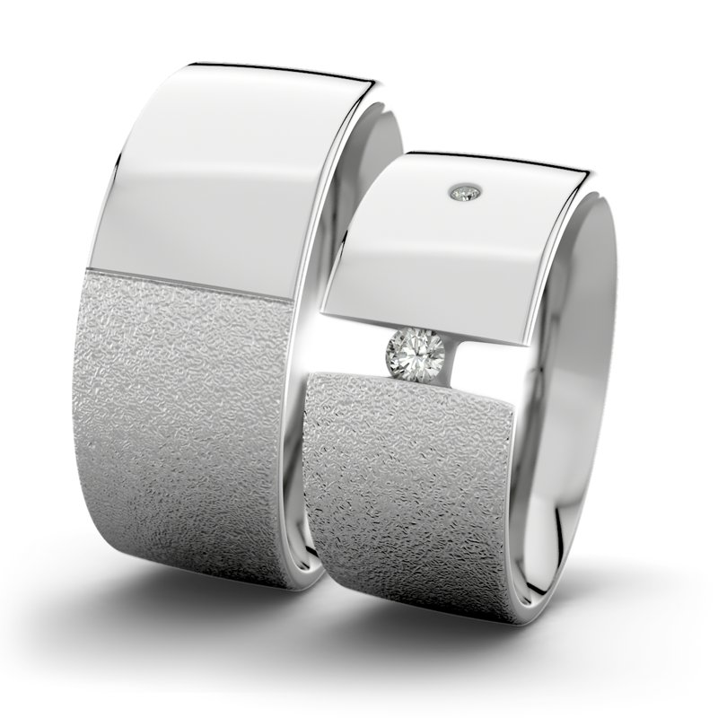 Diamantring Victoria F9 P2, Palladium 585 Sandmattgrob, von vorn