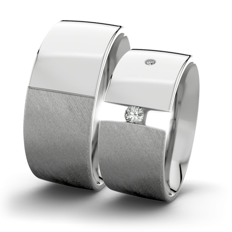 Diamantring Victoria F9 P2, Palladium 585 Schrägmatt, von vorn