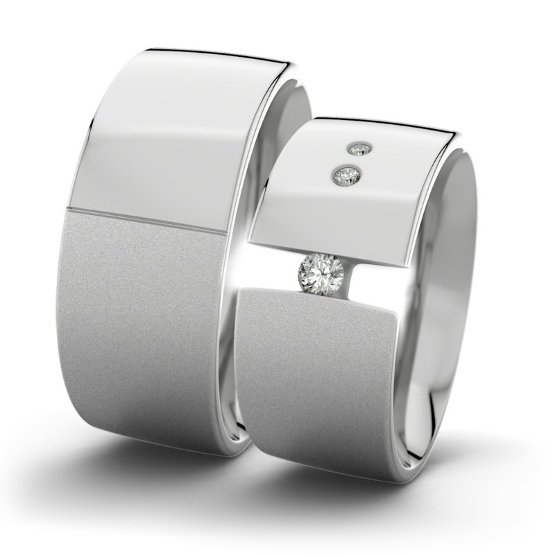 Diamantring Victoria F9 P2, Platinum 600 Sandmattfein, von vorn