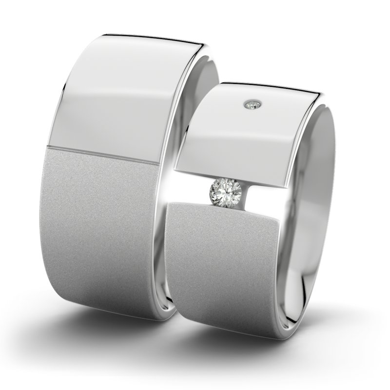 Diamantring Victoria F9 P2, Platinum 600 Sandmattfein, von vorn