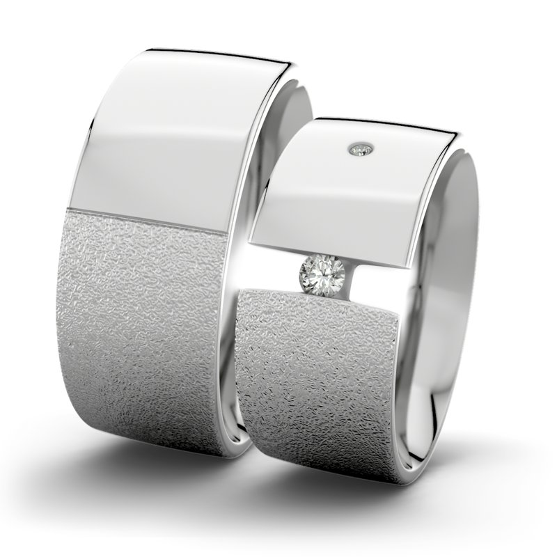 Diamantring Victoria F9 P2, Platinum 600 Sandmattgrob, von vorn