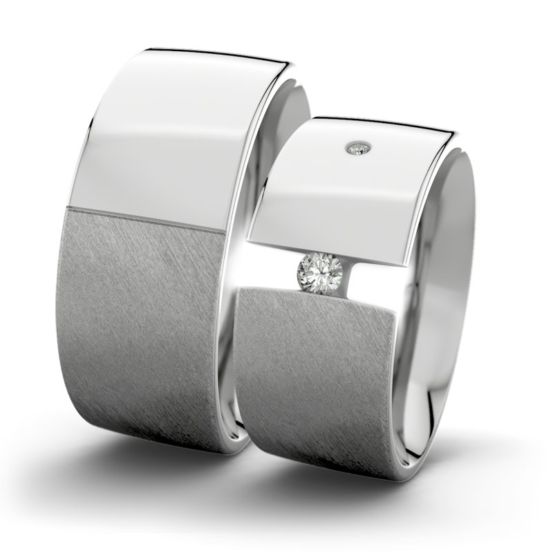 Diamantring Victoria F9 P2, Platinum 600 Schrägmatt, von vorn