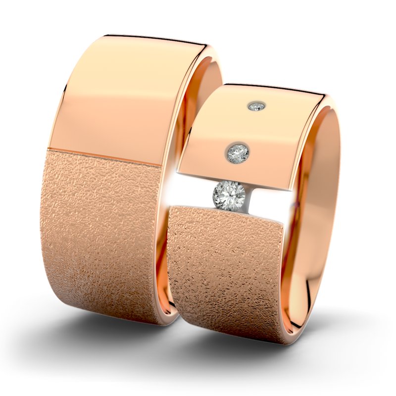 Diamantring Victoria F9 P2, Rotgold 585 Sandmattgrob, von vorn