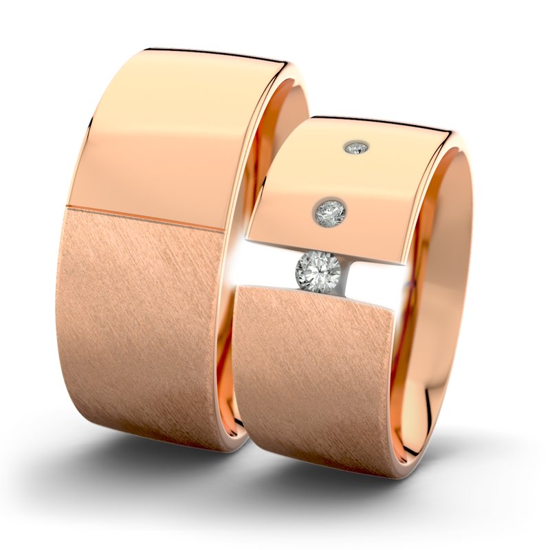 Diamantring Victoria F9 P2, Rotgold 750 Schrägmatt, von vorn