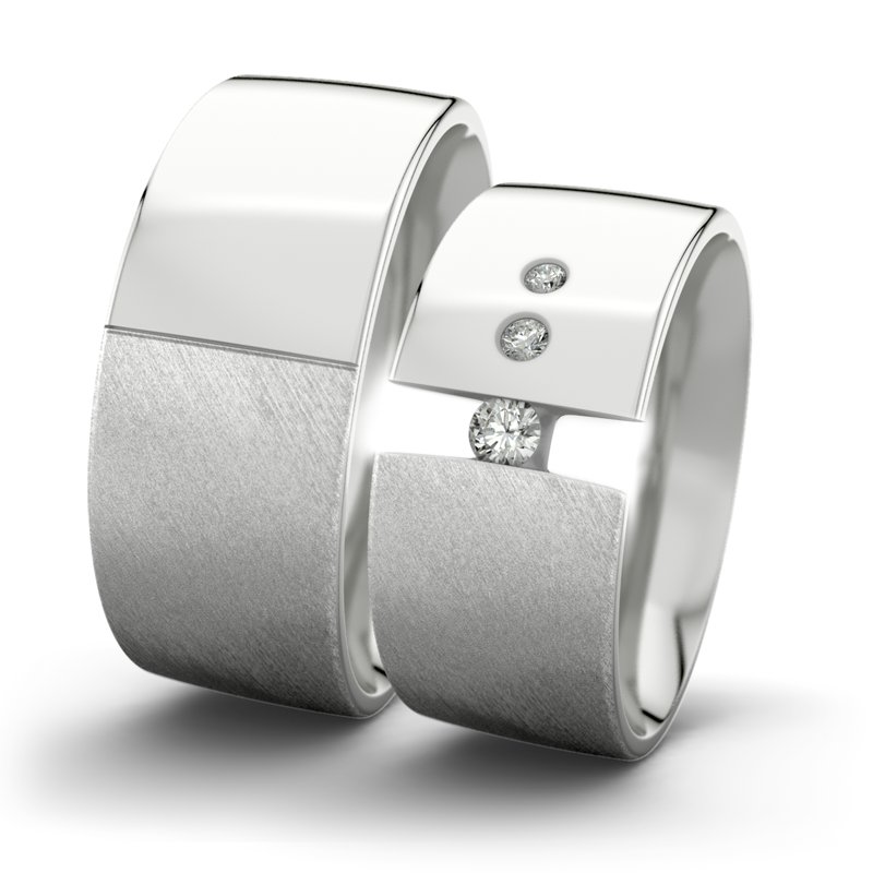 Diamantring Victoria F9 P2, Sterlingsilber 925 Schrägmatt, von vorn