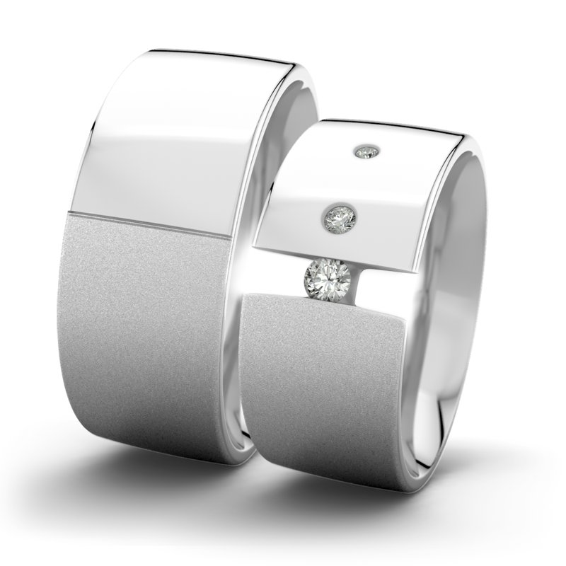Diamantring Victoria F9 P2, Weißgold 750 Sandmattfein, von vorn