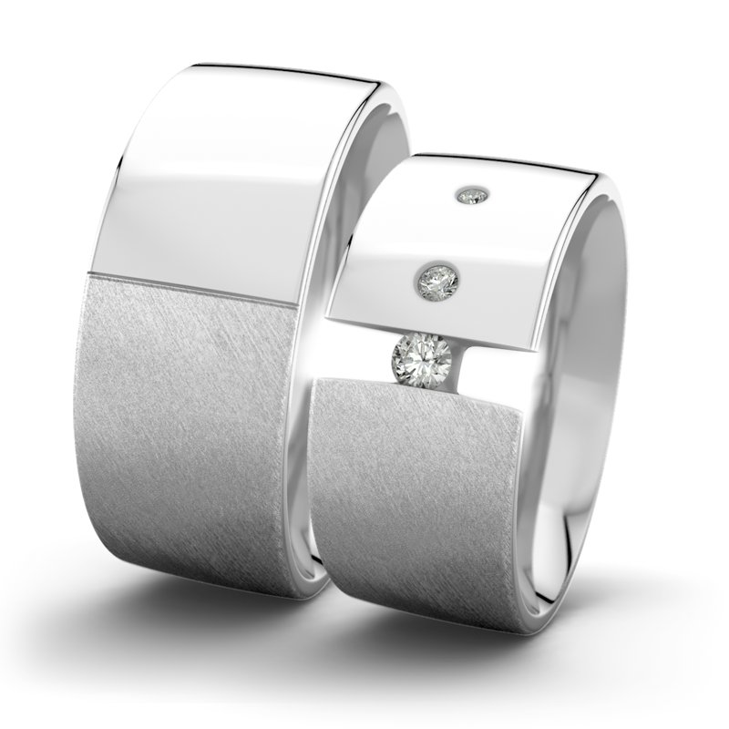 Diamantring Victoria F9 P2, Weißgold 750 Schrägmatt, von vorn