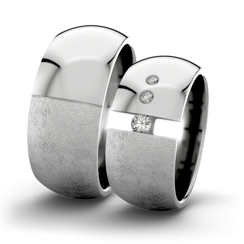 Diamantring Victoria F9 P5, Platinum 950 eismatt, von vorn