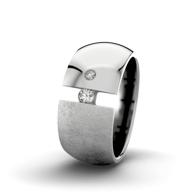 Diamantring Victoria F9 P5, Platinum 600 eismatt, von vorn