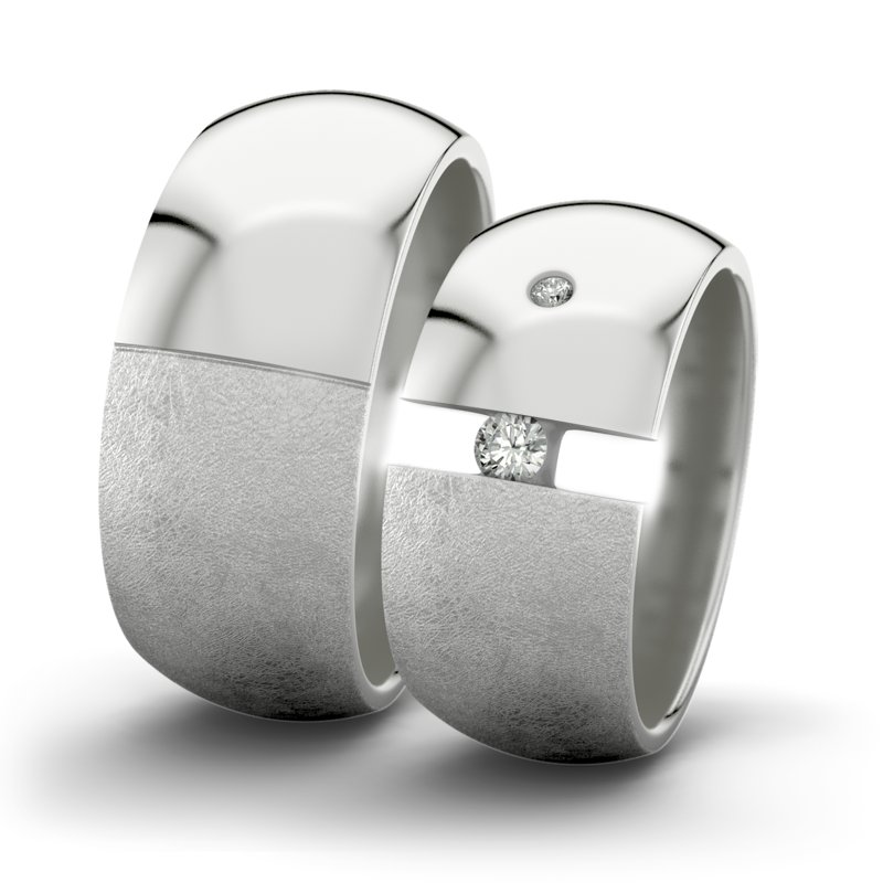 Diamantring Victoria F9 P5, Sterlingsilber 925 eismatt, von vorn
