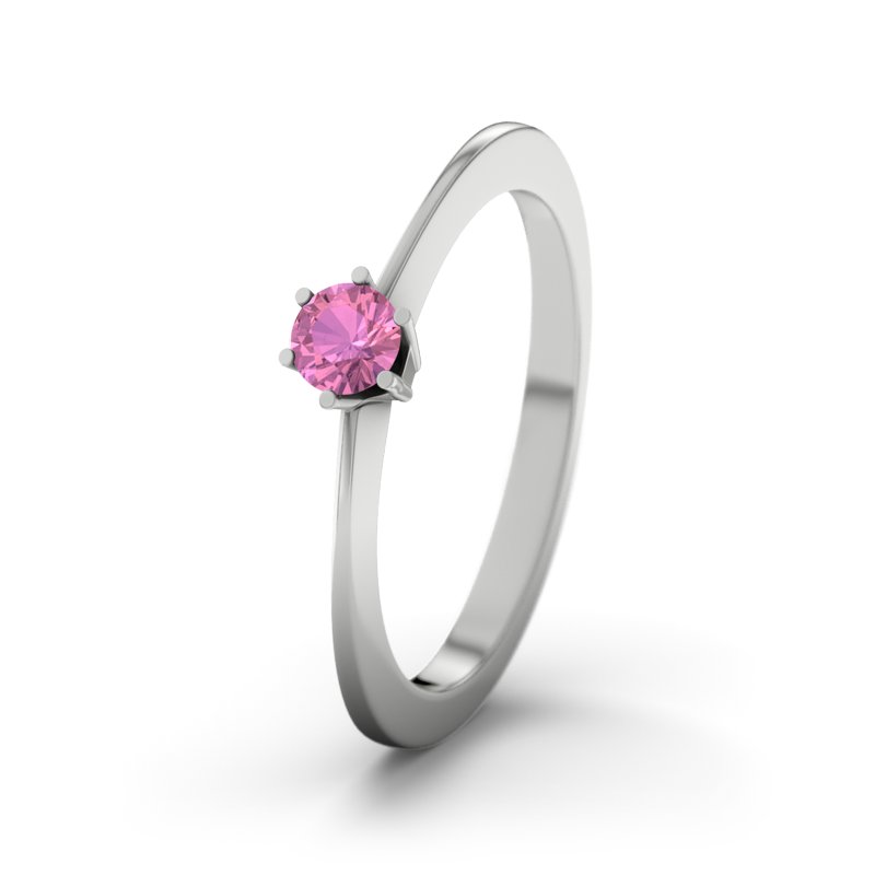 Pinker Turmalin Sterlingsilberring Wellington, Sterlingsilber 925, von vorn