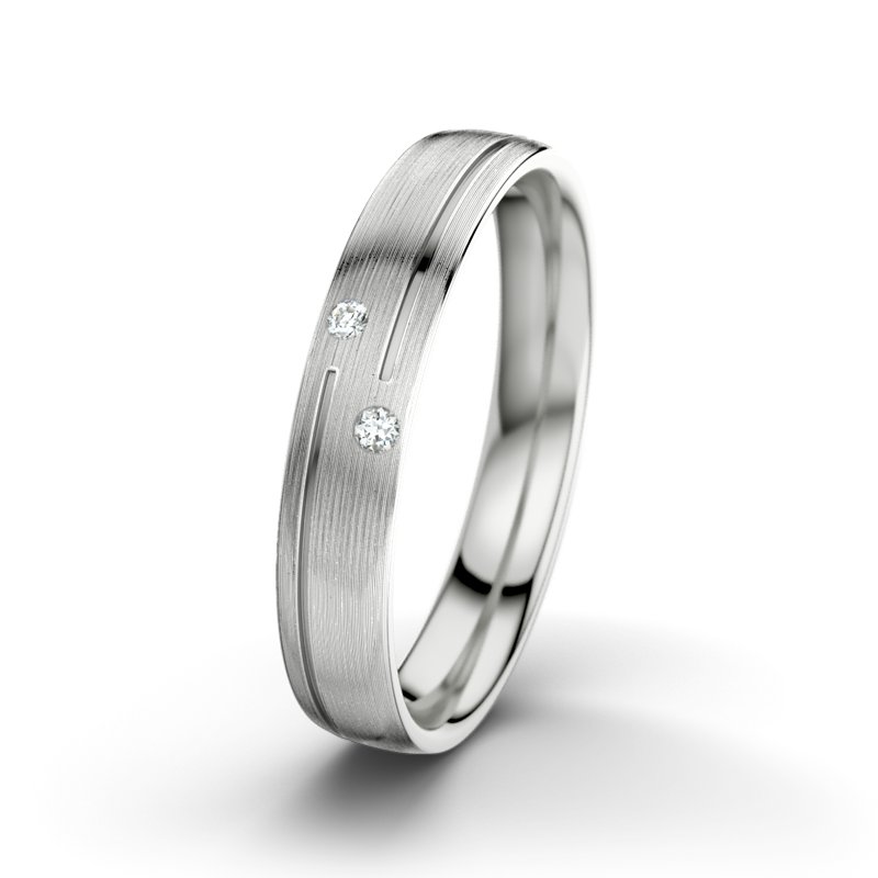 Diamantring Willem Alexander M4, Sterlingsilber 925 längsmatt, von vorn