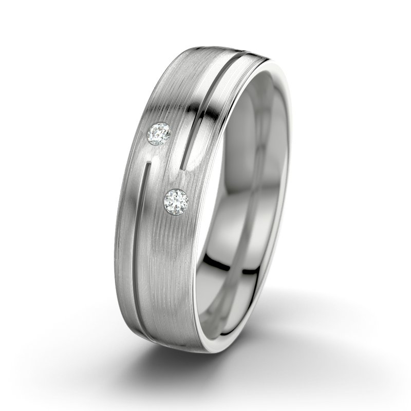 Diamantring Willem Alexander M6, Palladium 950 längsmatt, von vorn