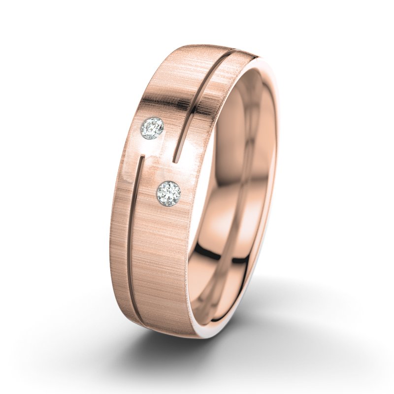 Diamantring Willem Alexander M6, Rotgold 750 quermatt, von vorn