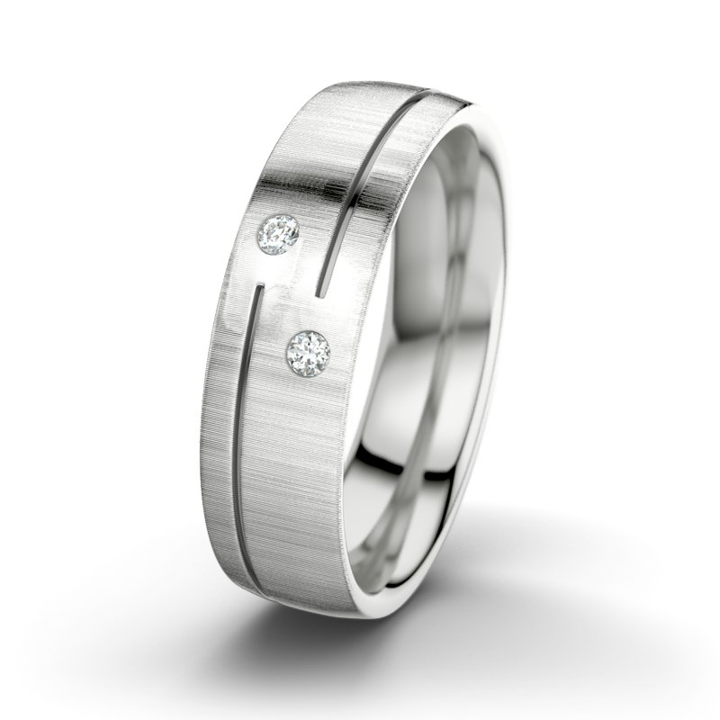 Diamantring Willem Alexander M6, Sterlingsilber 925 quermatt, von vorn