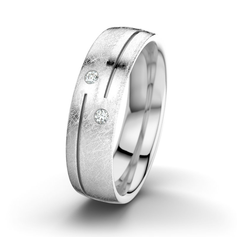 Diamantring Willem Alexander M6, Weißgold 750 eismatt, von vorn