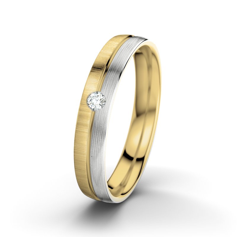 Diamantring William M4, Gelbgold 585 quermatt, von vorn