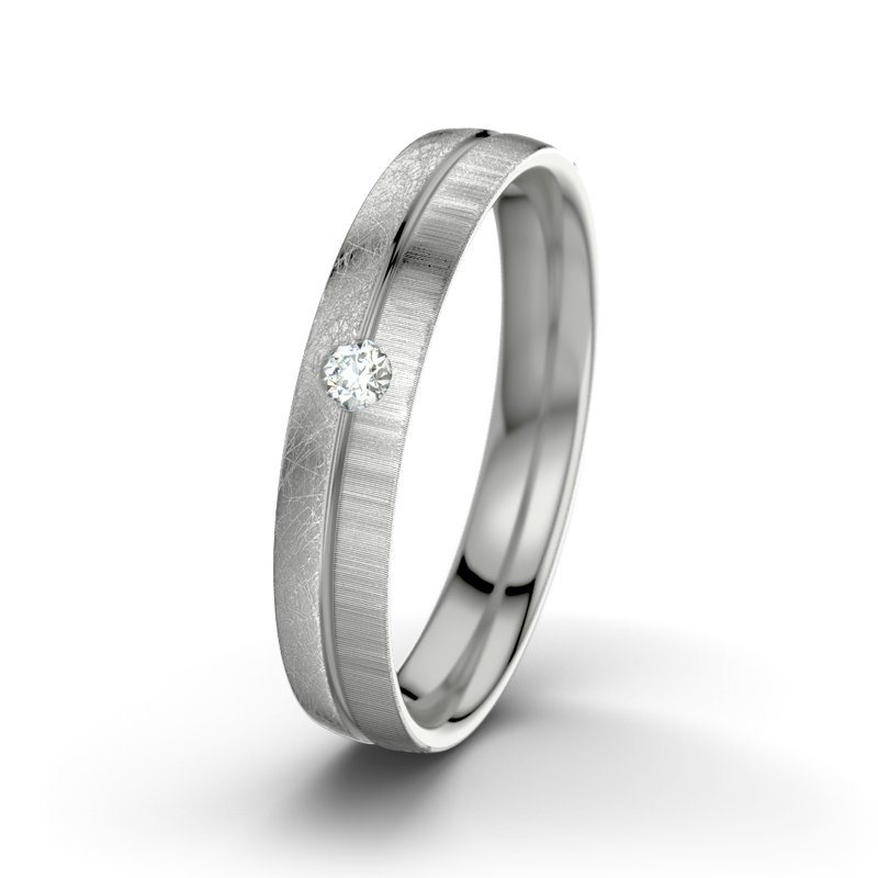 Diamantring William M4, Palladium 585 eismatt, von vorn