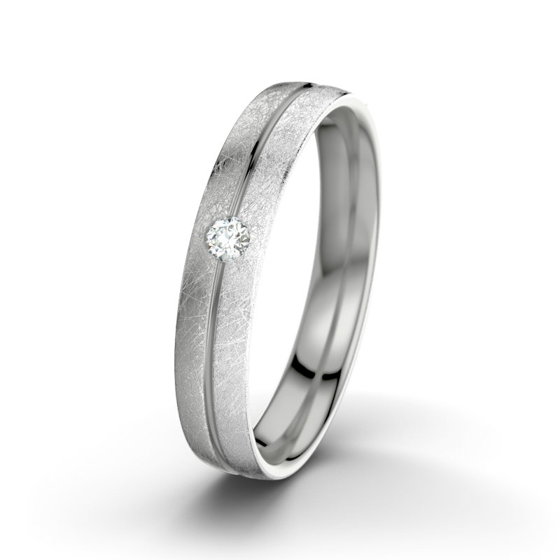 Diamantring William M4, Palladium 585 eismatt, von vorn
