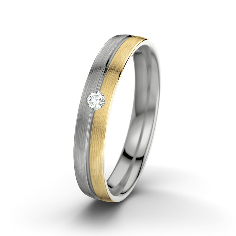 Diamantring William M4, Palladium 585 längsmatt, von vorn