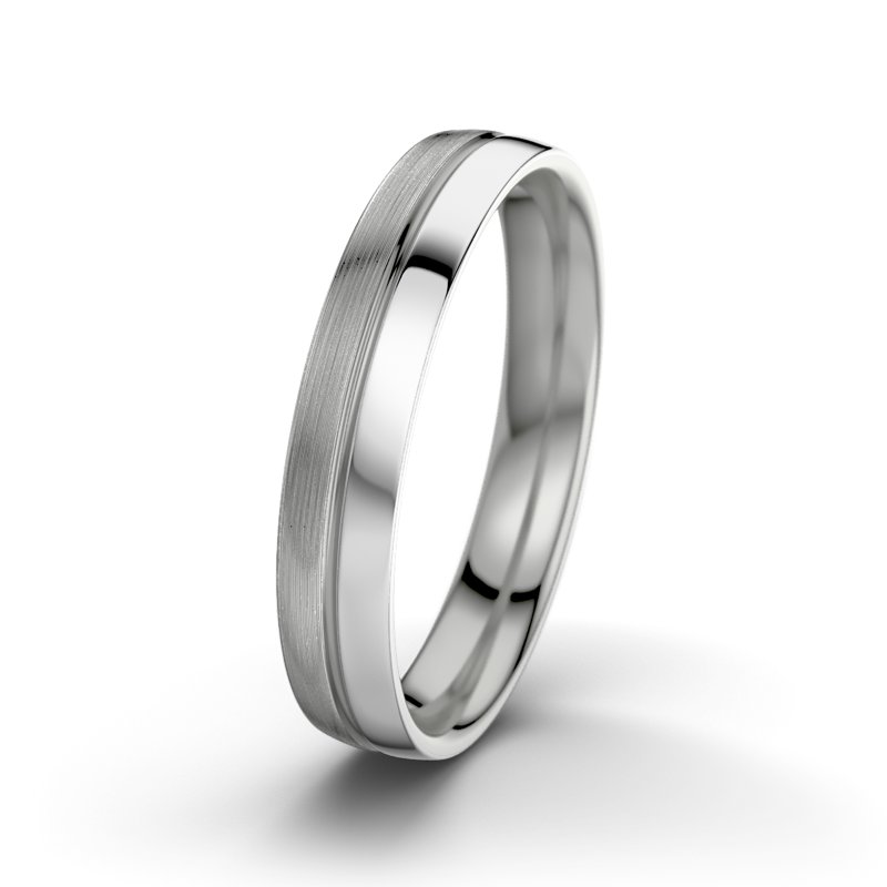 Kein Stein Palladium längsmattring William M4, Palladium 585 längsmatt, von vorn