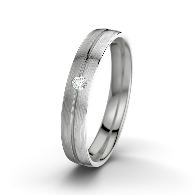 Diamantring William M4, Platinum 600 längsmatt, von vorn