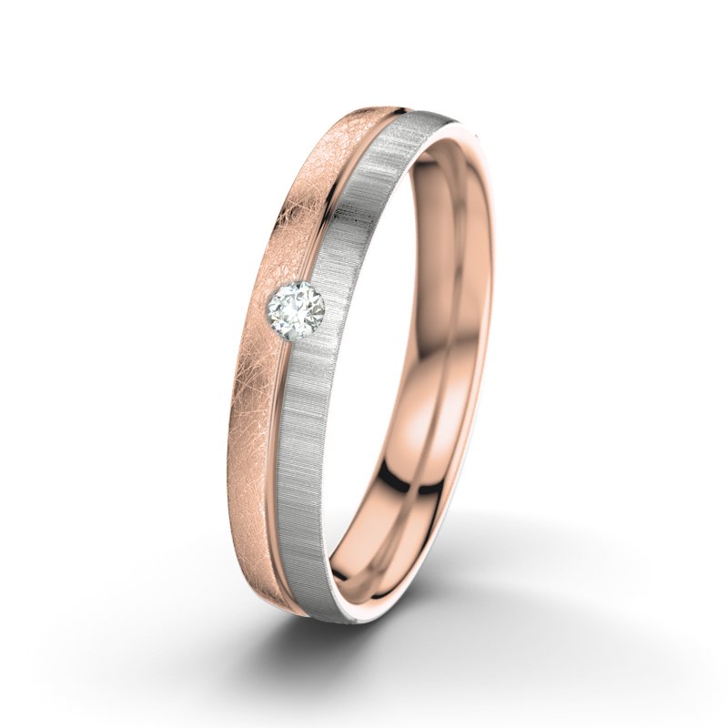 Diamantring William M4, Rotgold 585 eismatt, von vorn