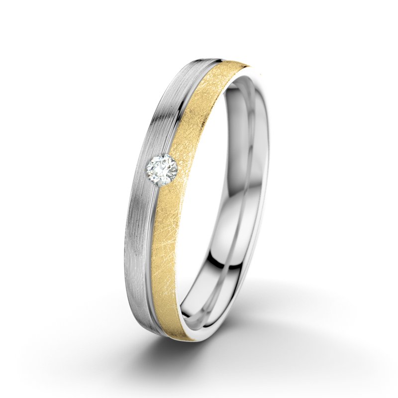 Diamantring William M4, Weißgold 585 längsmatt, von vorn
