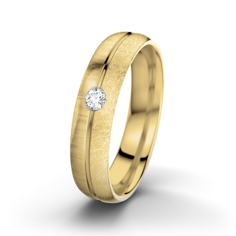 Diamantring William M5, Gelbgold 585 quermatt, von vorn