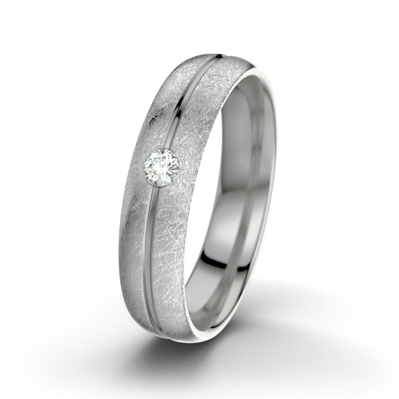 Diamantring William M5, Palladium 585 eismatt, von vorn