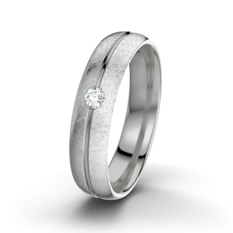 Diamantring William M5, Palladium 585 eismatt, von vorn