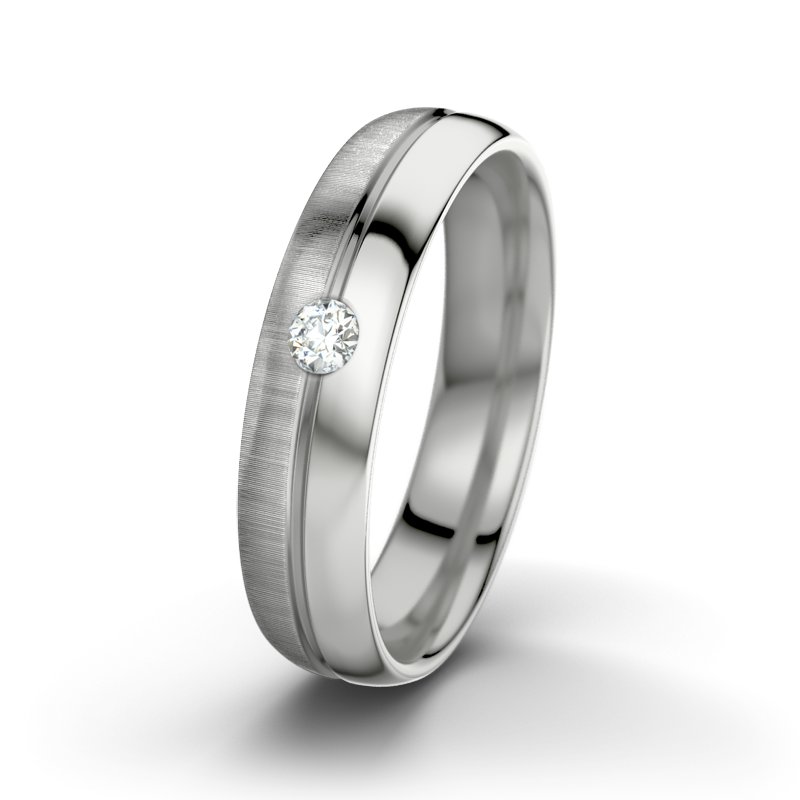 Diamantring William M5, Palladium 585 quermatt, von vorn