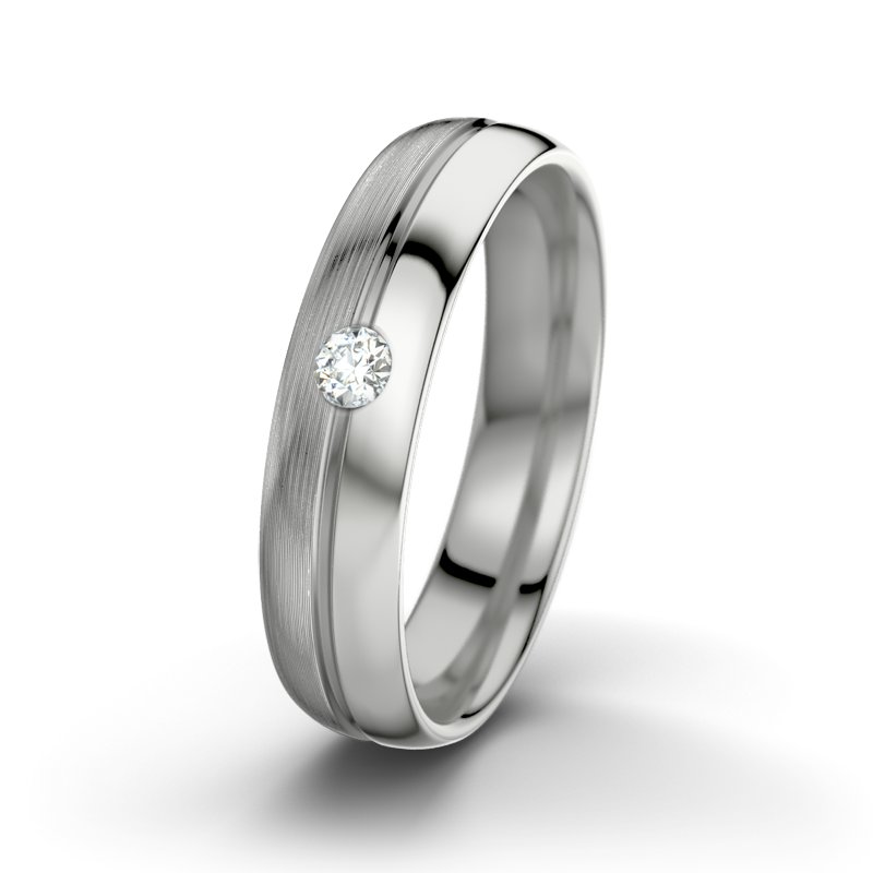 Diamantring William M5, Platinum 600 längsmatt, von vorn