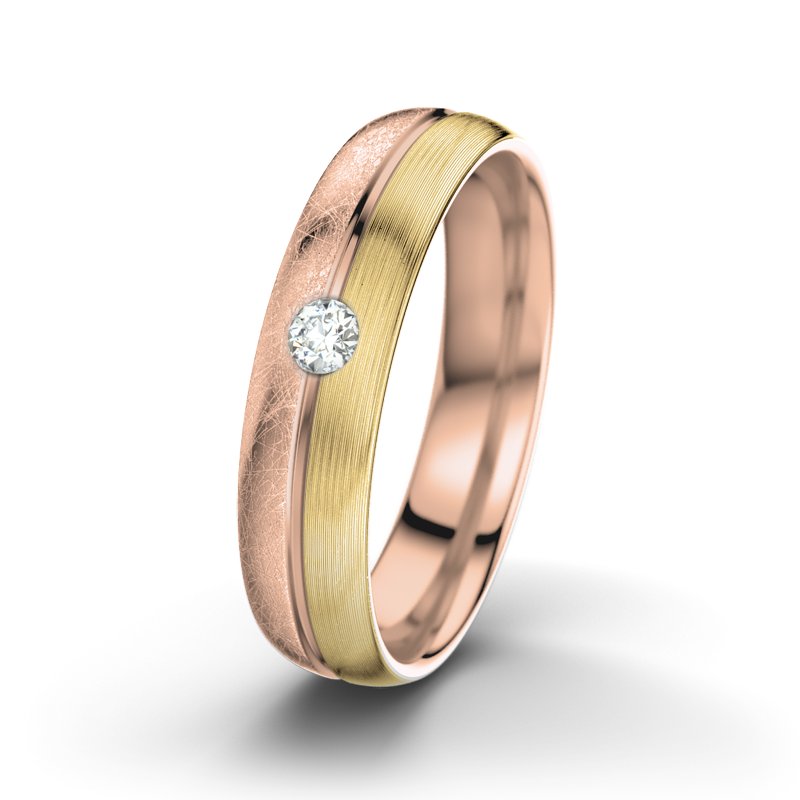 Diamantring William M5, Rotgold 750 eismatt, von vorn