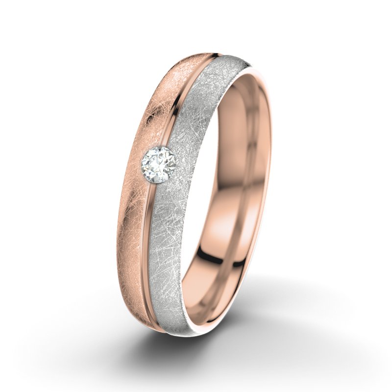Diamantring William M5, Rotgold 585 eismatt, von vorn