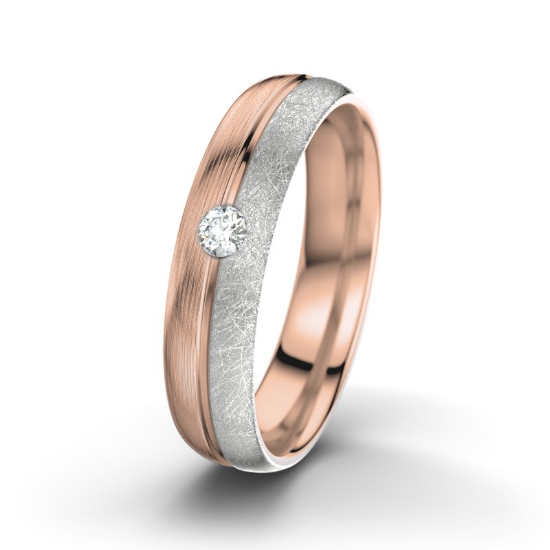 Diamantring William M5, Rotgold 750 längsmatt, von vorn