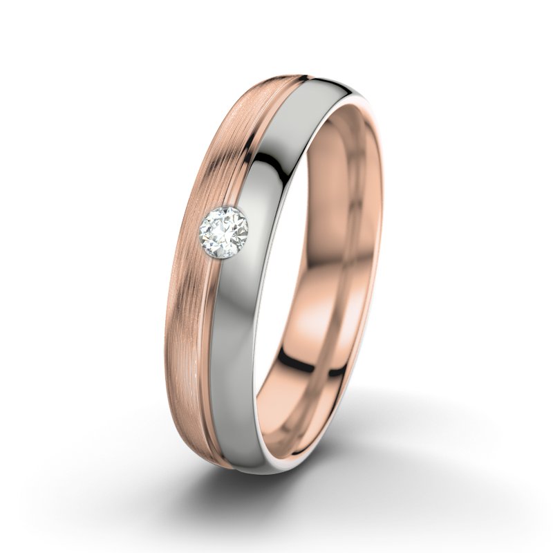 Diamantring William M5, Rotgold 585 längsmatt, von vorn