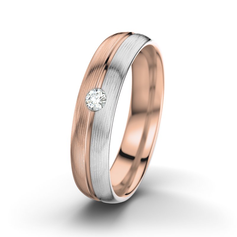 Diamantring William M5, Rotgold 375 längsmatt, von vorn