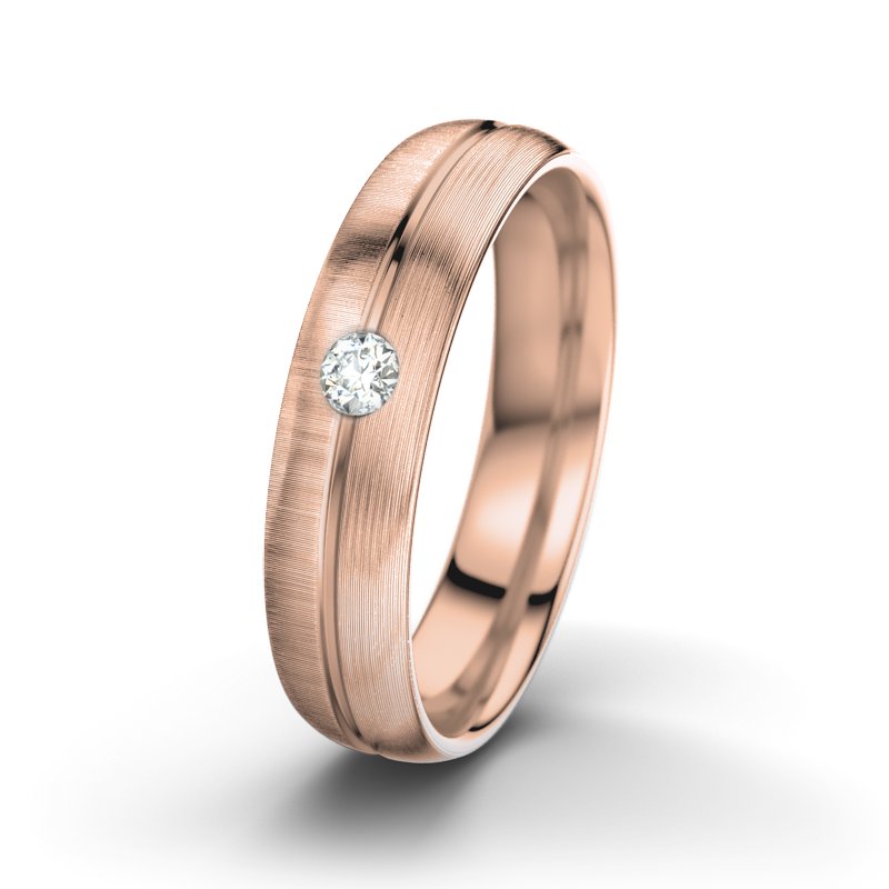 Diamantring William M5, Rotgold 375 quermatt, von vorn